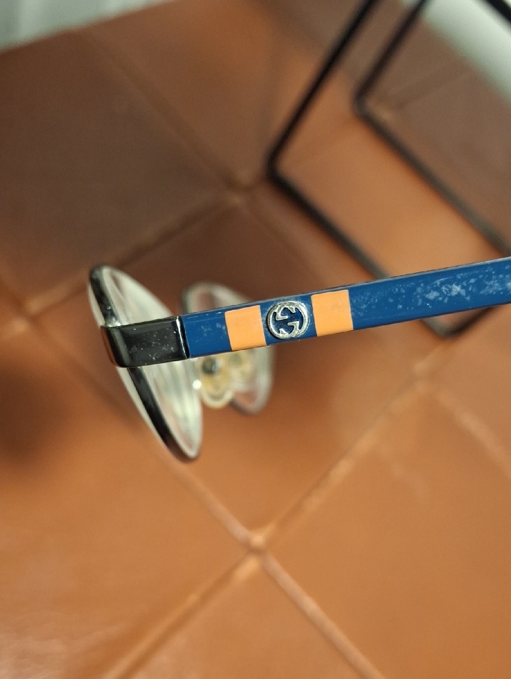 Gucci Blue and Tan Metal-Trim Eyewear - Picture 4 of 8